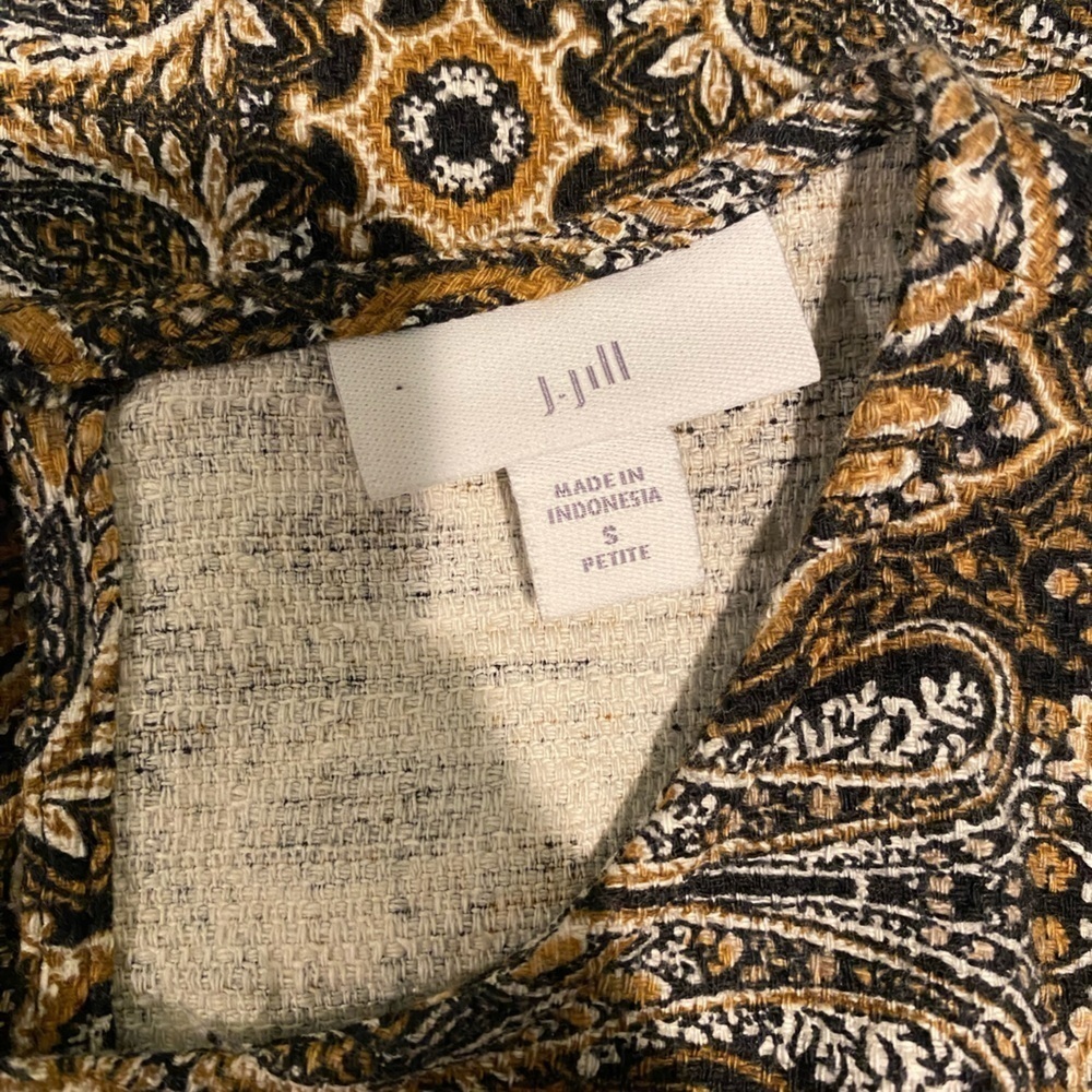 J.Jill Women's Sleeveless Black/Tan Paisley Textured Dress Size SP - Picture 7 of 9